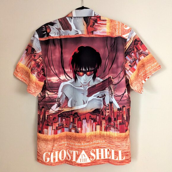Wacko Maria Ghost in The Shell #1 Hawaiian collabo Shirt Size L Orange Color - Picture 3 of 9